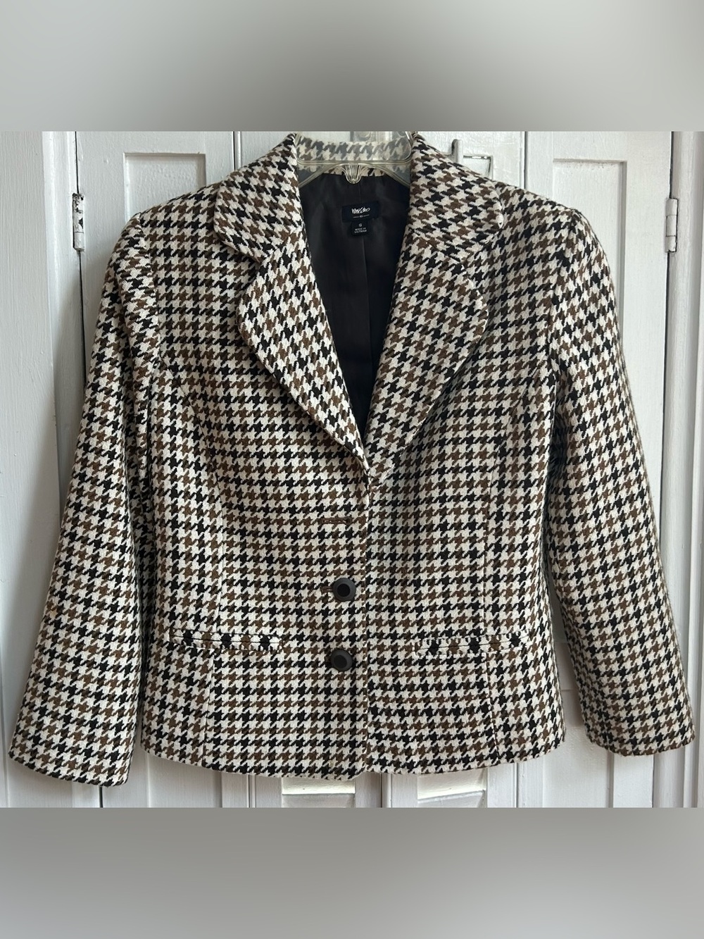 Mossimo Vintage Y2K Houndstooth Women’s Blazer in Black, White & Brown size S